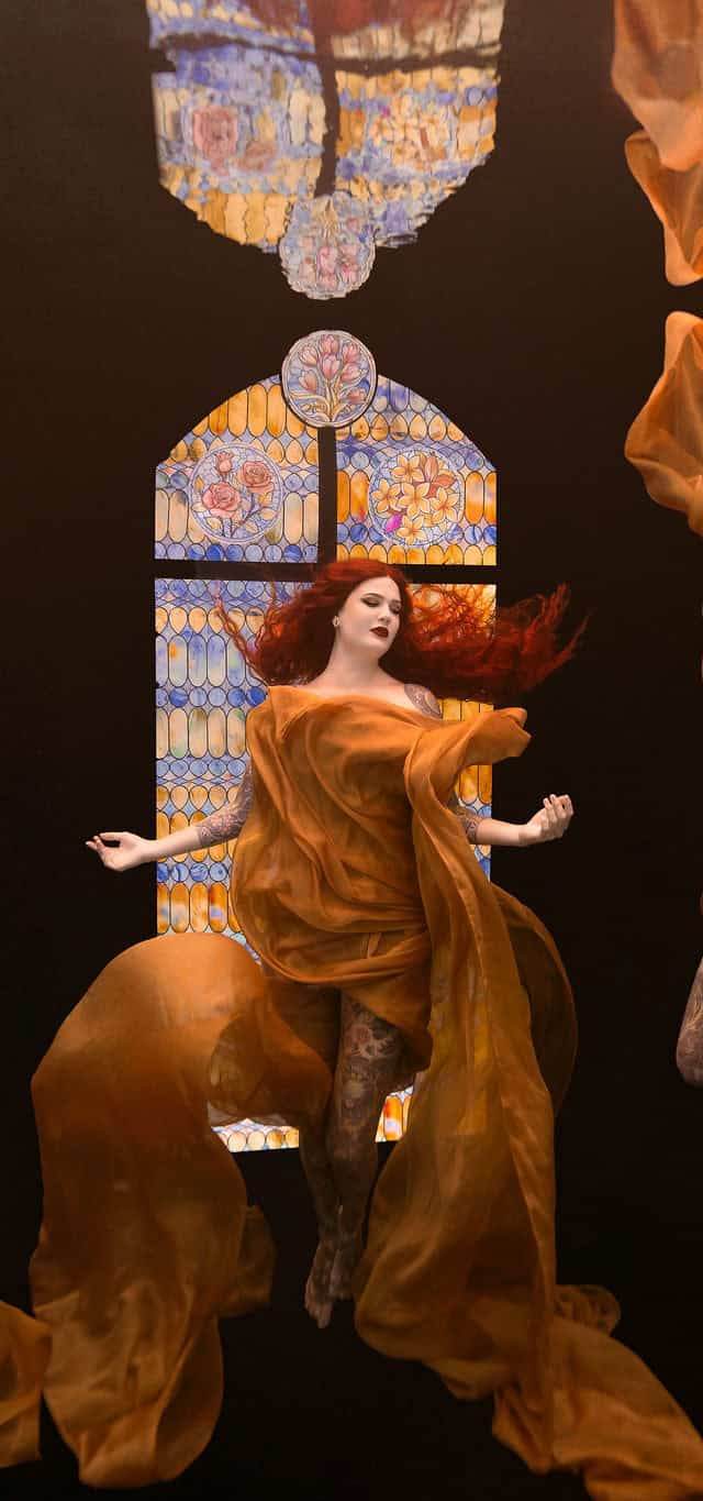 Composite underwater image with stained glass window